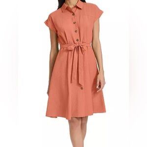 Calvin Klein Belted Cap-sleeve Shirtdress